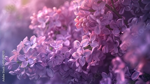 Delicate lilacs in full bloom, their soft purple hues and sweet fragrance creating a captivating display.