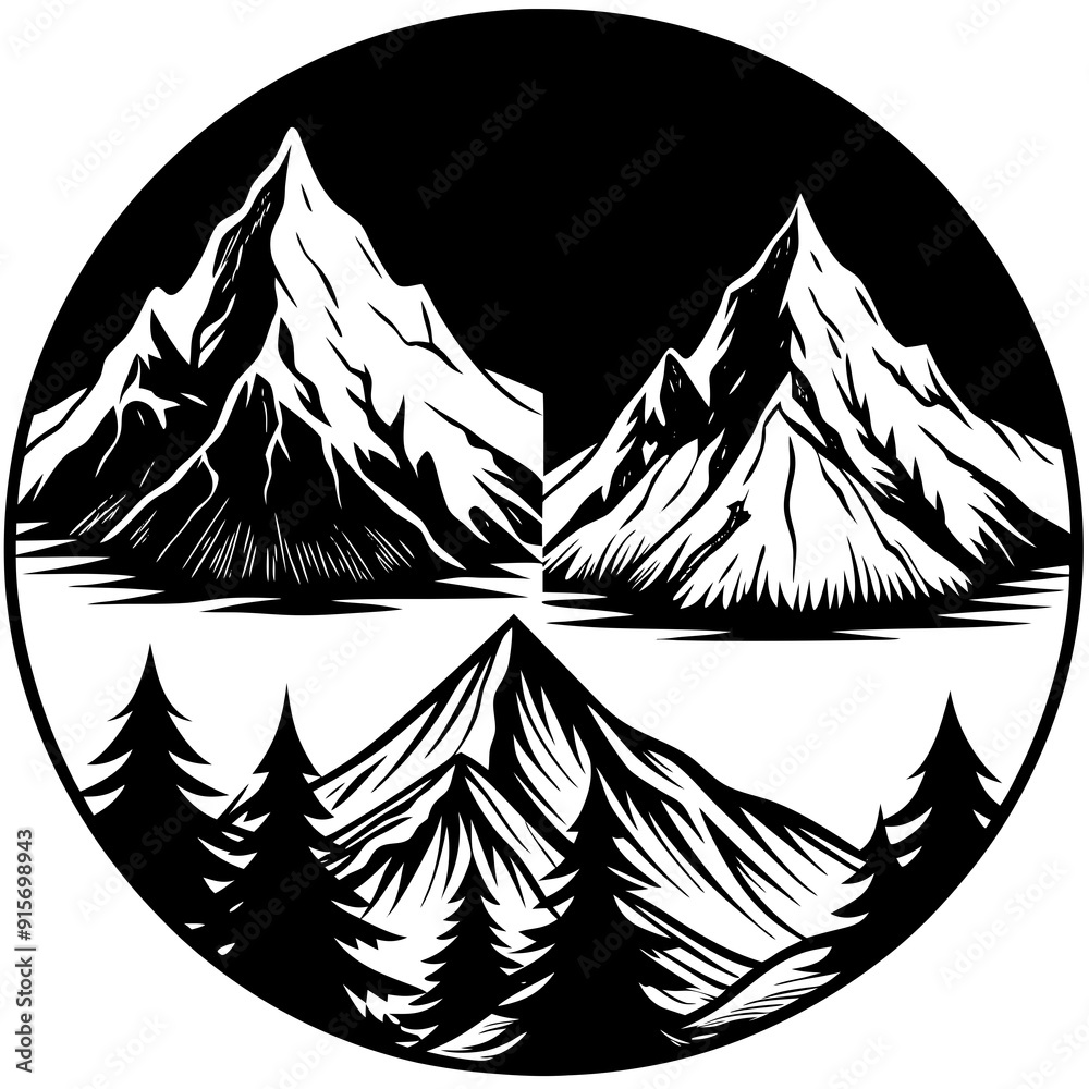 Obraz premium 2 mountain vector silhouette 