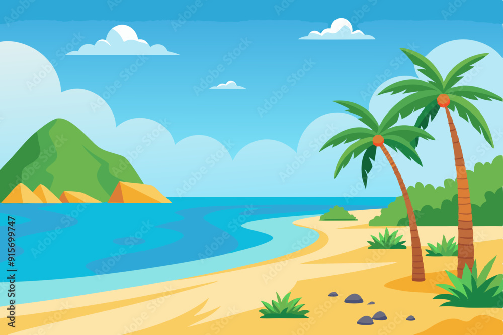 Sea beach vector illustration 