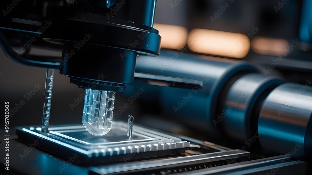 close up of a microscope. Innovative technology with 3D printing close up of a microscope. Innovative technology with 3D printing