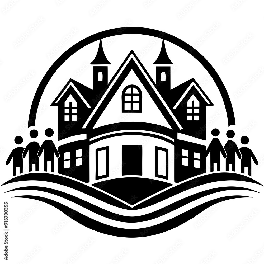 Fototapeta premium Community building logo vector silhouette
