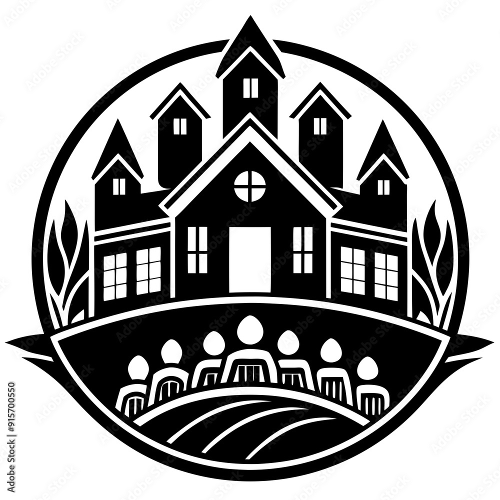 Fototapeta premium Community building logo vector silhouette 