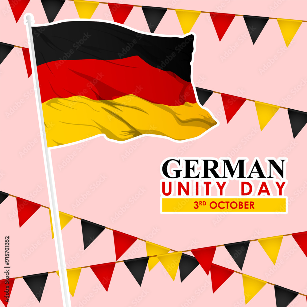 Naklejka premium Vector illustration of German Unity Day social media feed template
