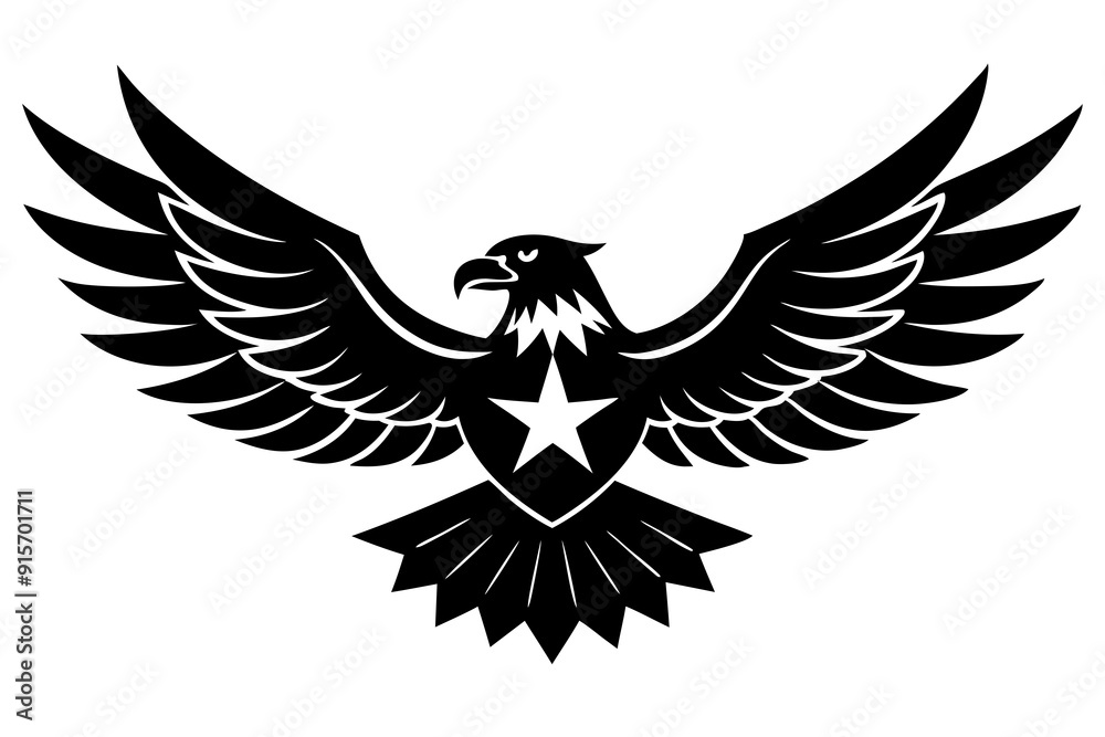 Obraz premium Patriotic Eagle vector silhouette on white background