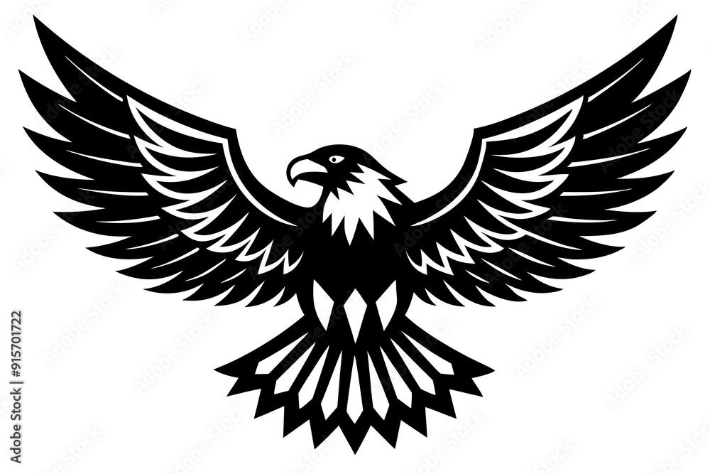 Obraz premium Patriotic Eagle vector silhouette on white background