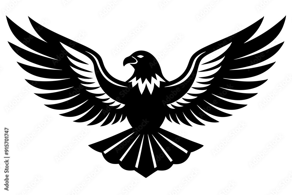 Obraz premium Patriotic Eagle vector silhouette on white background