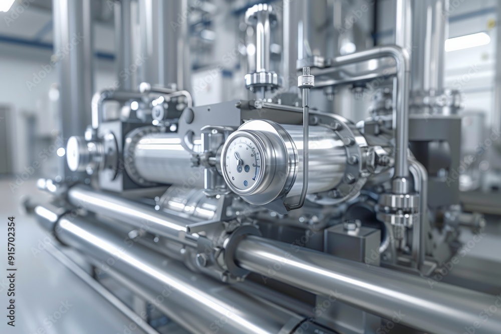 Industrial machinery, modern factory equipment, stainless steel pipes, detailed engineering, manufacturing technology concept Industrial machinery, modern factory equipment, stainless steel pipes, detailed engineering, manufacturing technology concept