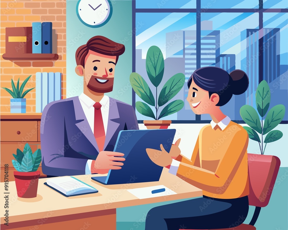 Professional Job Interview Vector Illustration Professional Job Interview Vector Illustration