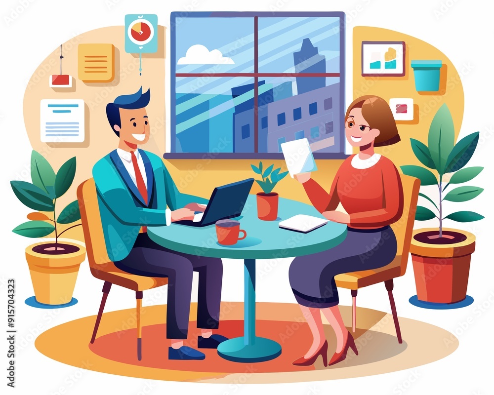 Professional Job Interview Vector Illustration Professional Job Interview Vector Illustration