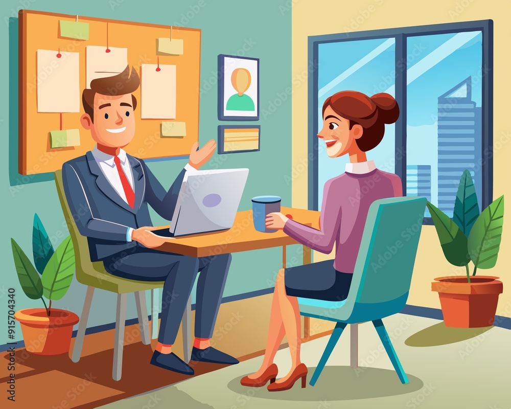 Professional Job Interview Vector Illustration Professional Job Interview Vector Illustration