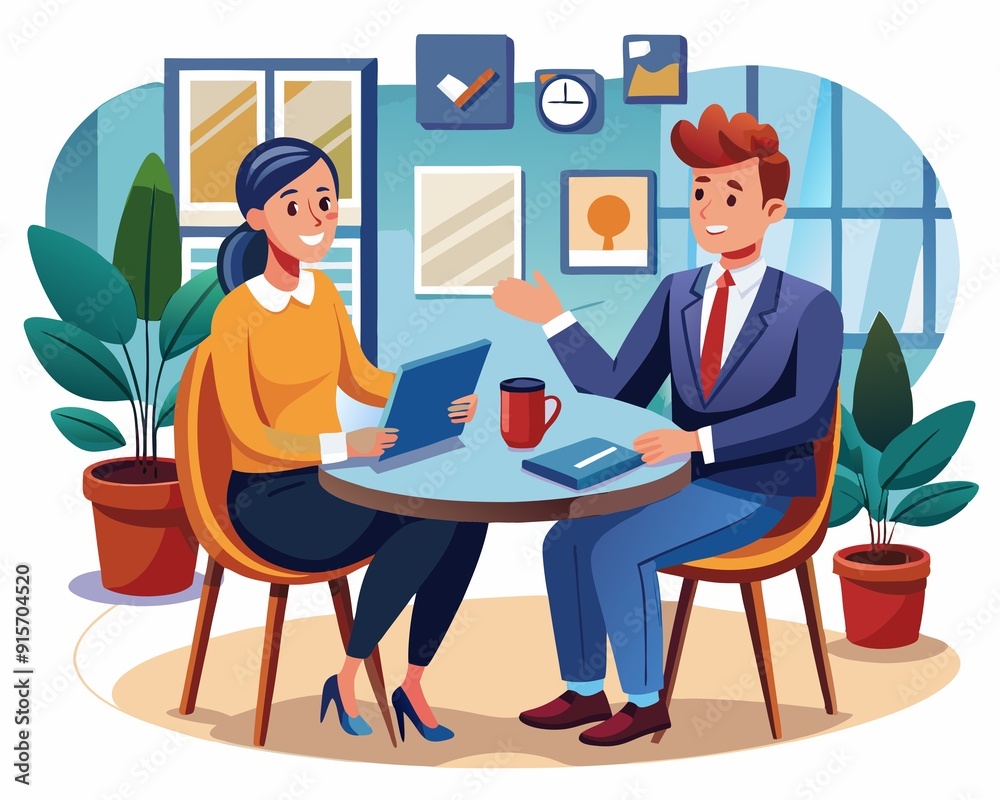 Professional Job Interview Vector Illustration Professional Job Interview Vector Illustration