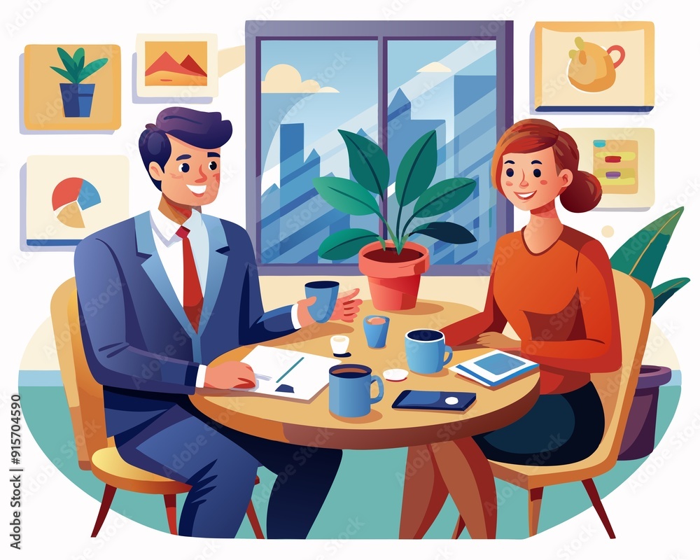 Professional Job Interview Vector Illustration Professional Job Interview Vector Illustration