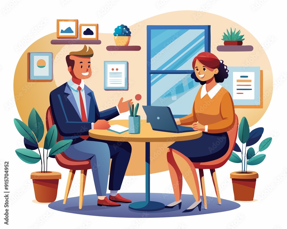 Professional Job Interview Vector Illustration Professional Job Interview Vector Illustration