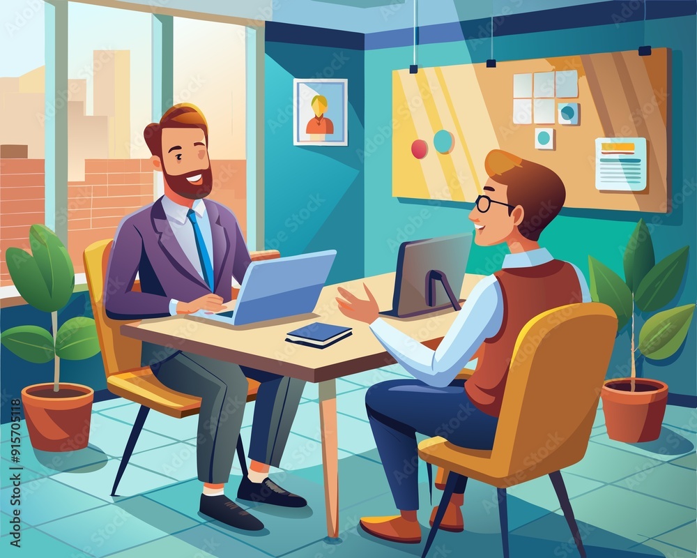 Professional Job Interview Vector Illustration Professional Job Interview Vector Illustration