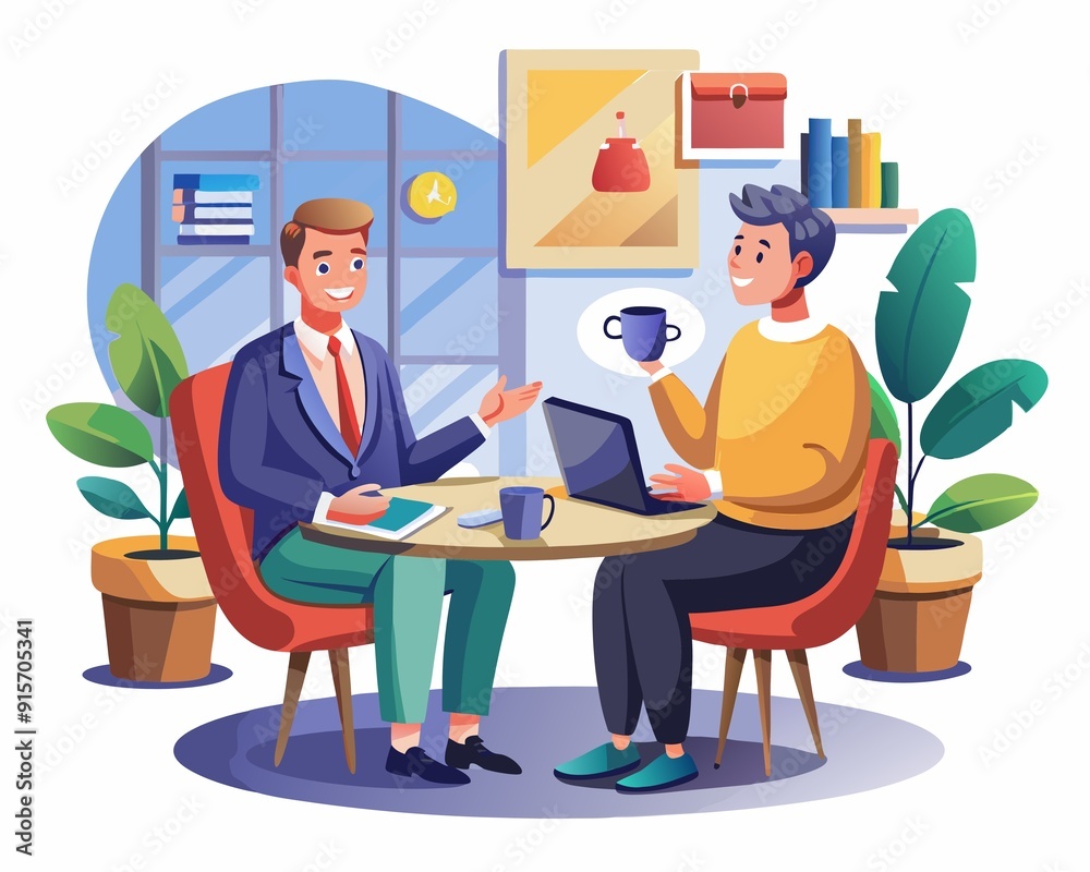 Professional Job Interview Vector Illustration Professional Job Interview Vector Illustration