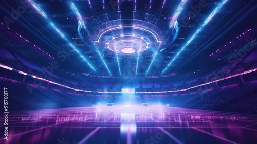 Wallpaper Mural Futuristic Arena with Neon Lights Torontodigital.ca