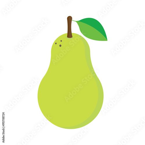 Vector illustration of pear fruit Isolated on a white background. Fresh yellow pear. Mobile app. Logo Illustration.