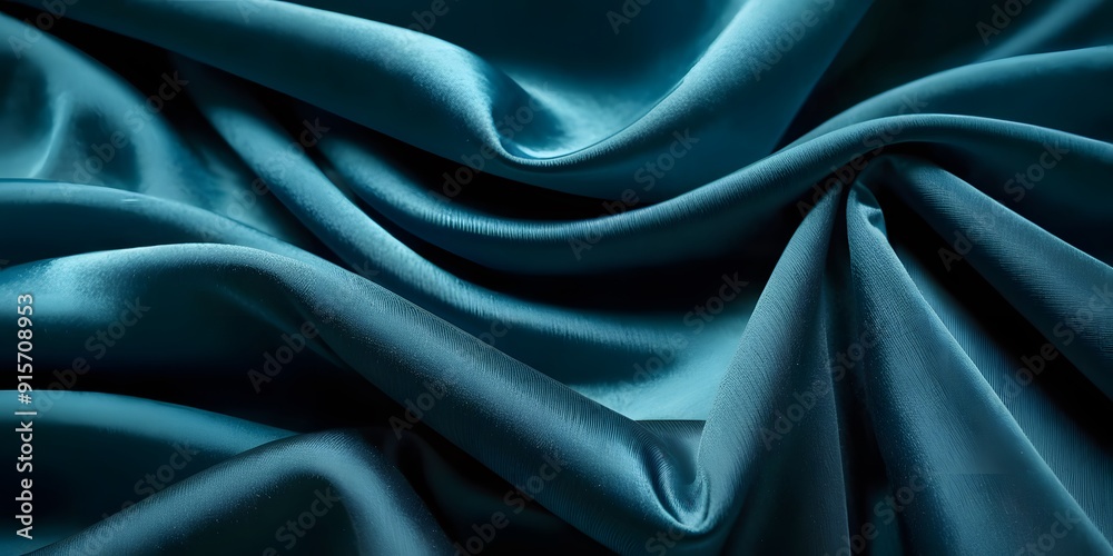 Fototapeta premium A close-up view of soft, flowing blue textile, showcasing its smooth texture and elegant draping, perfect for fashion and interior design projects.
