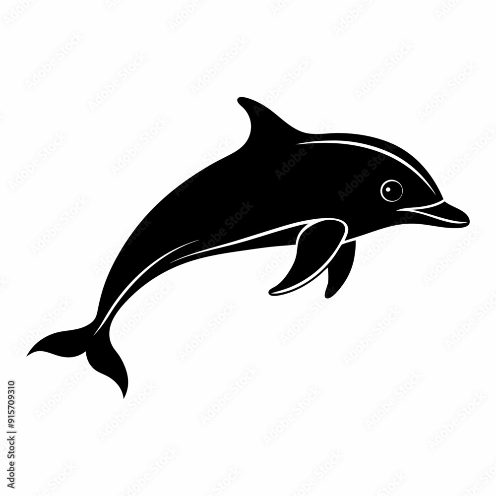 Fototapeta premium A realistic Dolphin silhouette vector art illustration