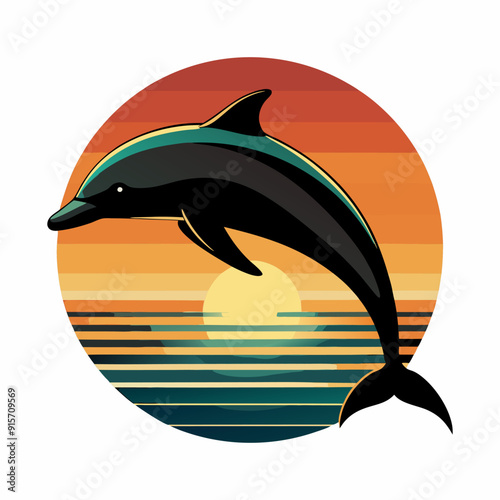 Dolphin against a sunset