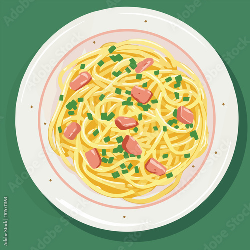 Spaghetti Carbonara food vector art illustration