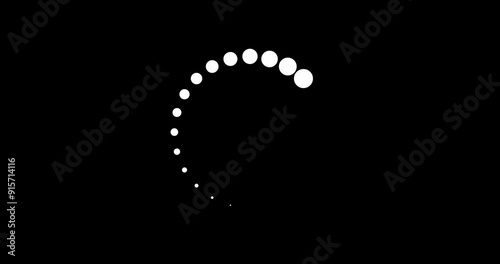 White circles loading indicator animation. Alpha channel. Footage. Transparent background.