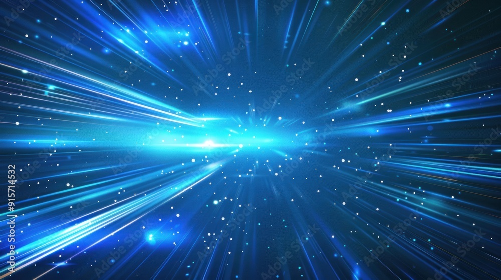 Abstract Blue Light Rays and Glowing Particles Background Abstract Blue Light Rays and Glowing Particles Background