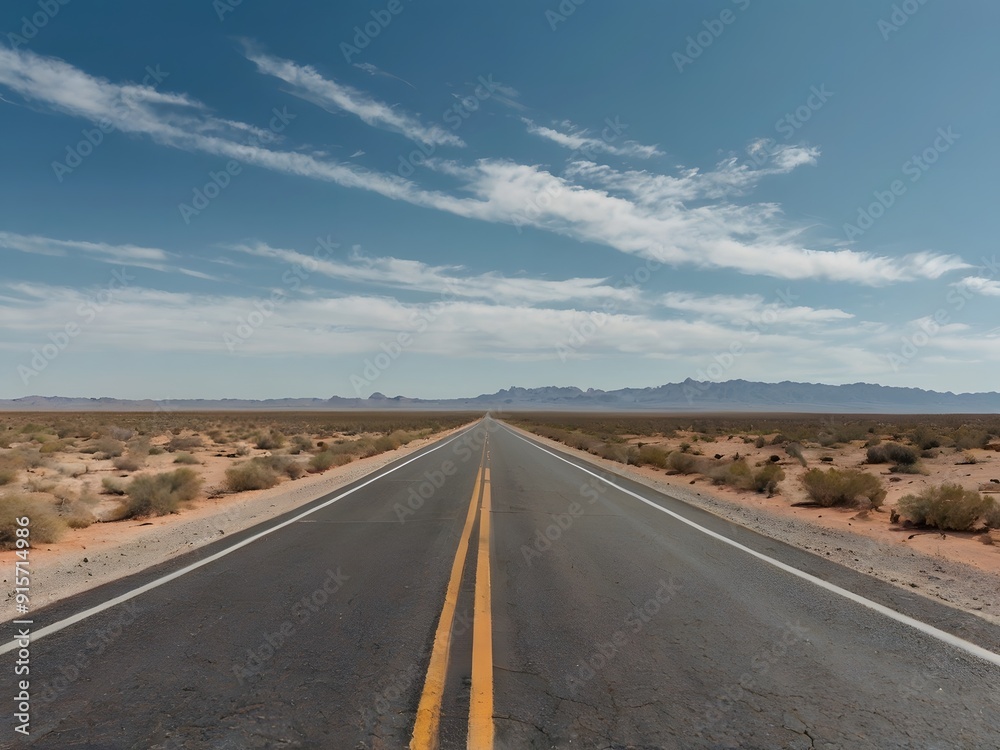 Endless Road Through Desert Landscape Endless Road Through Desert Landscape