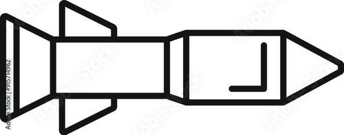Simple line art icon of a rocket missile flying through the air