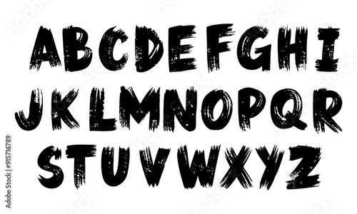 Vector brush in hand drawn alphabet font. Calligraphic alphabet.
