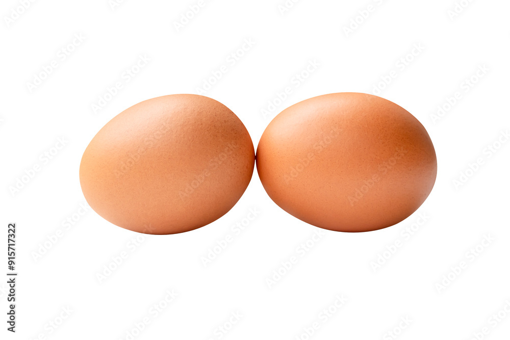 Front view of two fresh brown chicken eggs in stack isolated in png file format Front view of two fresh brown chicken eggs in stack isolated in png file format