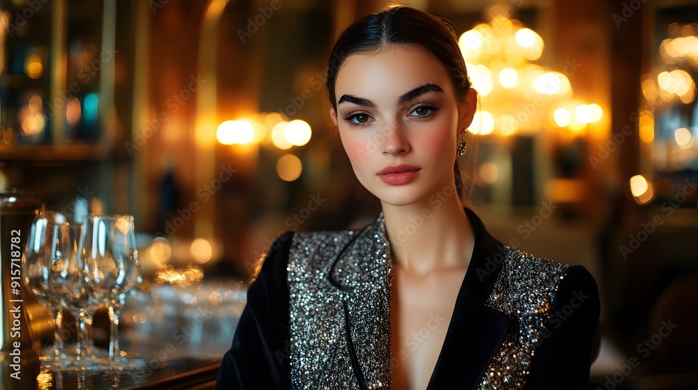Obraz premium Model in an elegant cocktail outfit at a sophisticated