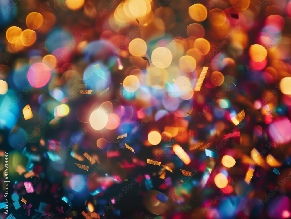 Naklejka premium Abstract Bokeh and Confetti Background