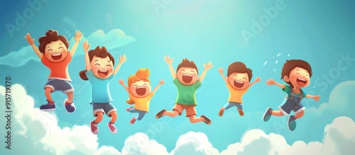 Joyful Children Soaring Through the Sky