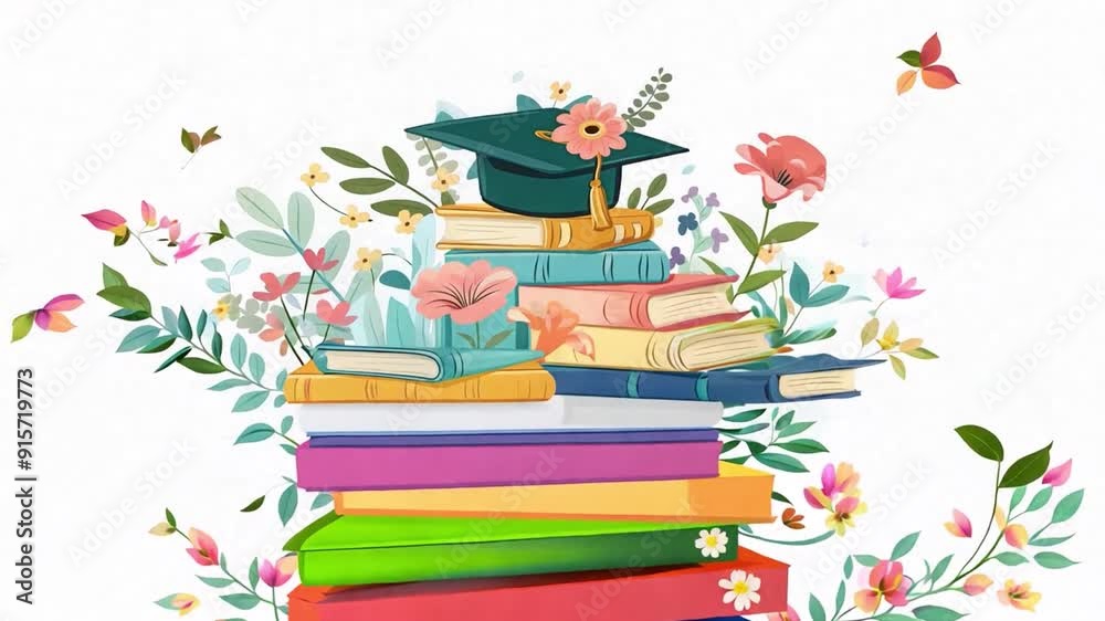 A stack of books topped with a graduation cap, surrounded by vibrant flowers, symbolizing the celebration of academic achievement and growth.
A stack of books topped with a graduation cap, surrounded by vibrant flowers, symbolizing the celebration of academic achievement and growth.