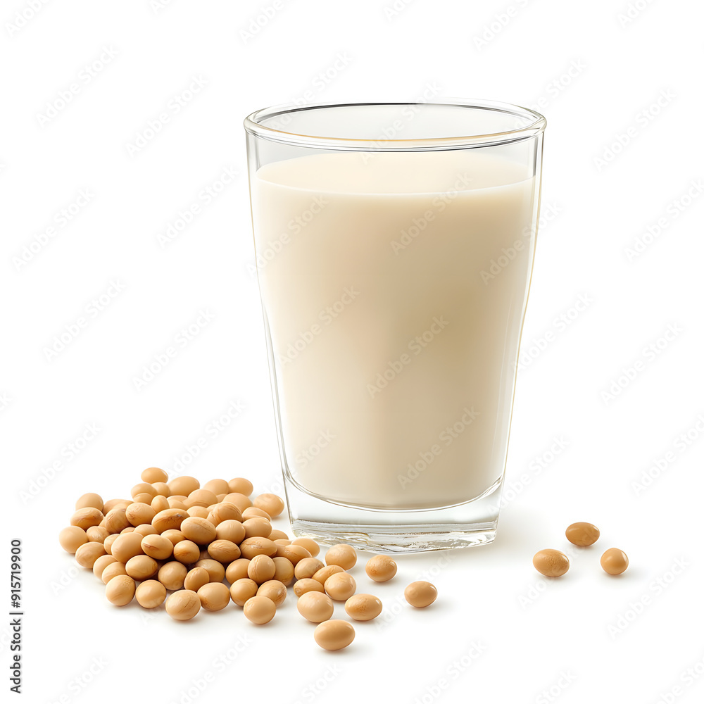 Soy milk glass isolated on a white background
