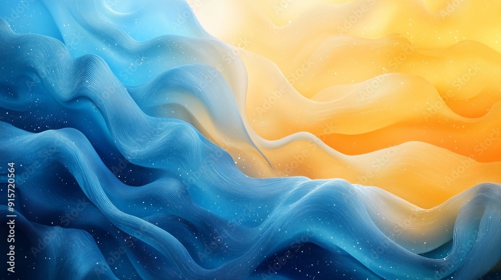 Obraz premium Abstract Blue and Yellow Wavy Texture Background with Copy Space Area for Ukraine Independence Day Backdrop Etc.