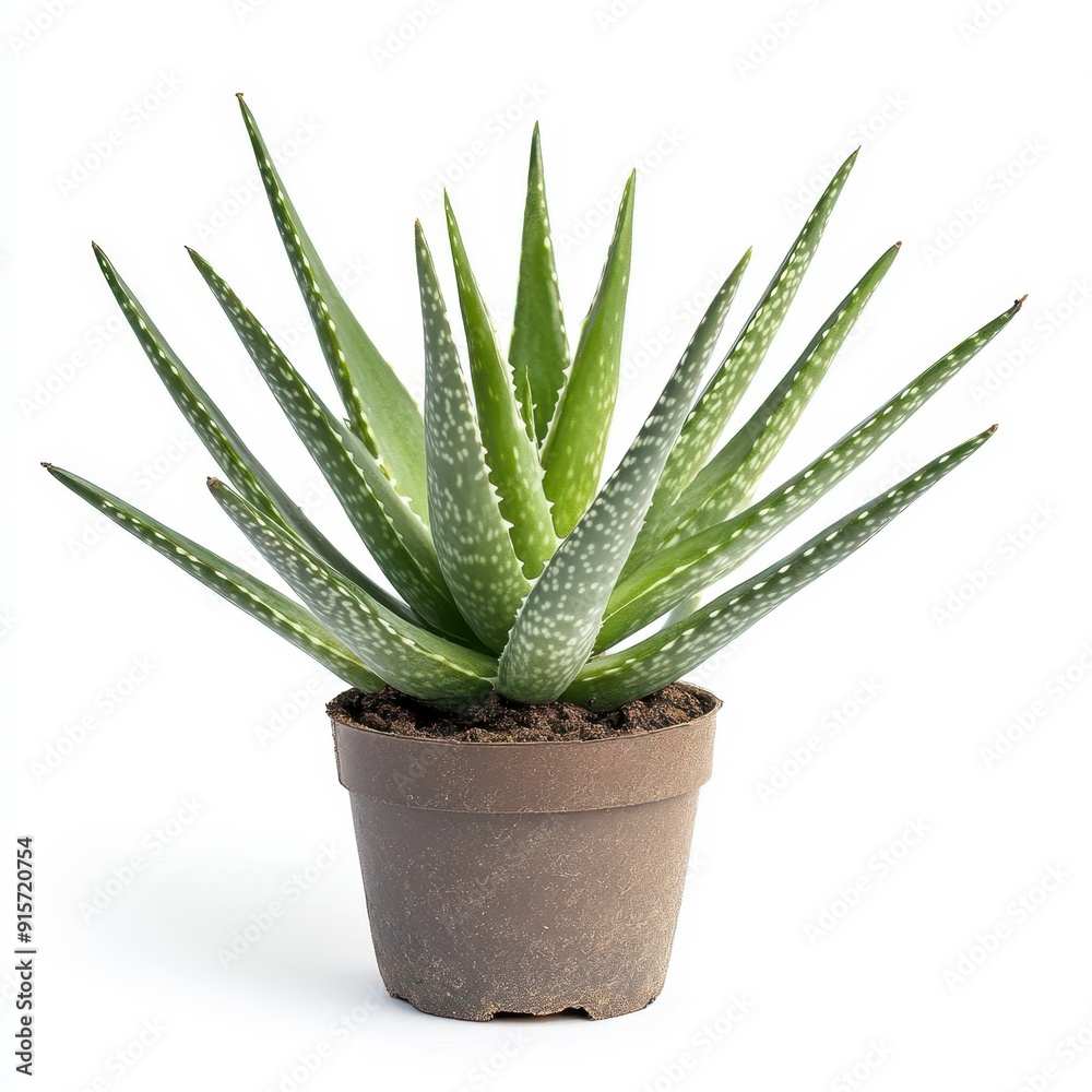 Mountain aloe plant in a pot against a white background Mountain aloe plant in a pot against a white background