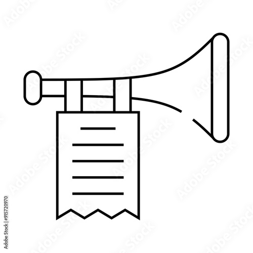 trumpet fanfare line icon vector. trumpet fanfare sign. isolated contour symbol black illustration