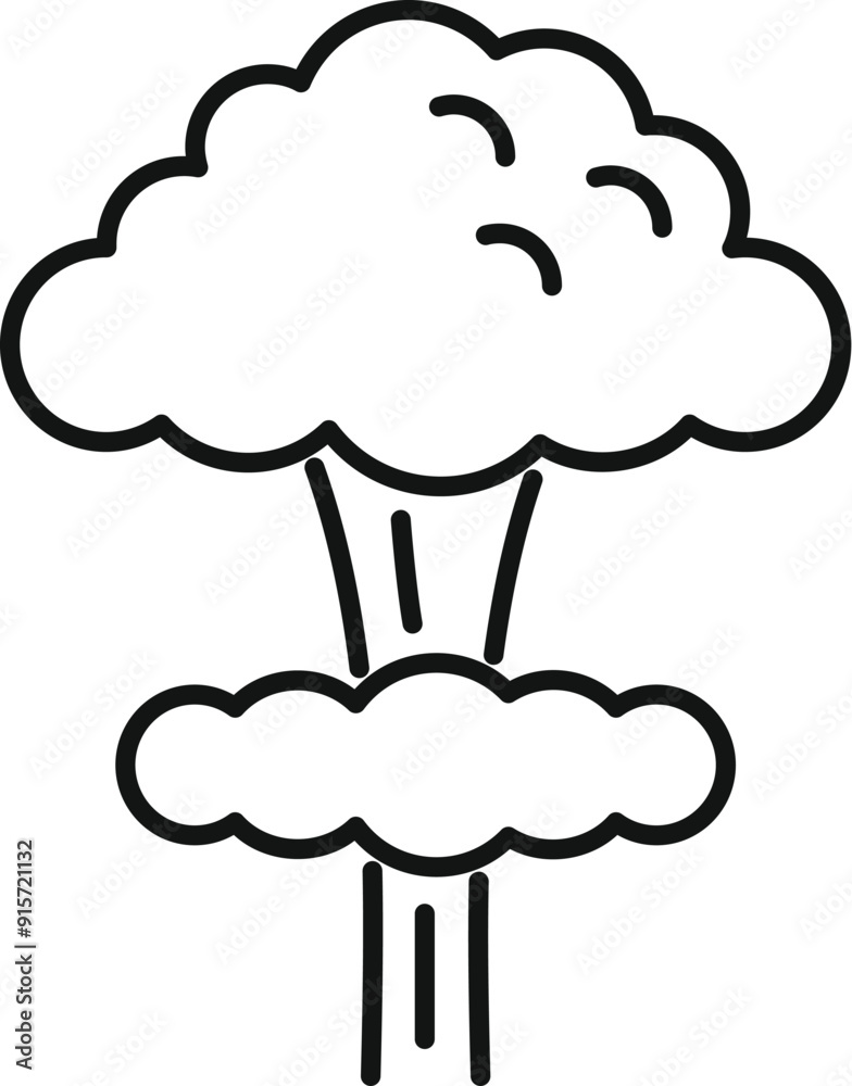 Nuclear explosion mushroom cloud growing expanding danger icon Nuclear explosion mushroom cloud growing expanding danger icon