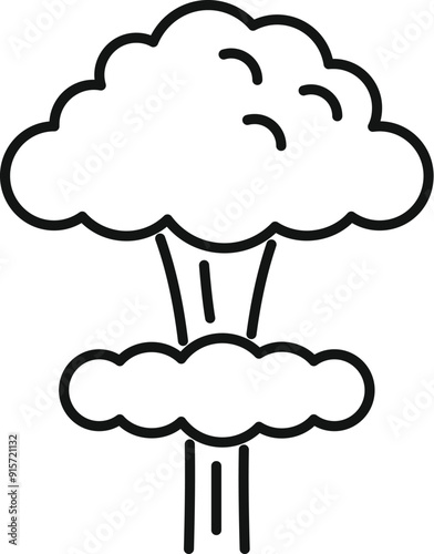 Nuclear explosion mushroom cloud growing expanding danger icon