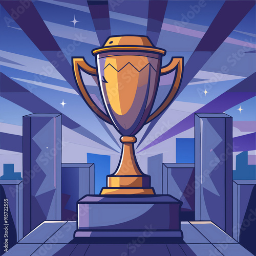 Golden trophy cup , winners golden cup
