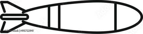 Simple line icon of an air bomb falling down, a symbol of war and military power