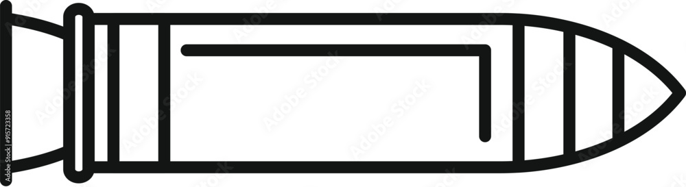 Artillery rocket military missile weapon launching warhead icon outline vector