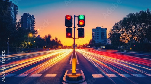 Wallpaper Mural Urban traffic lights streaking at dusk Torontodigital.ca