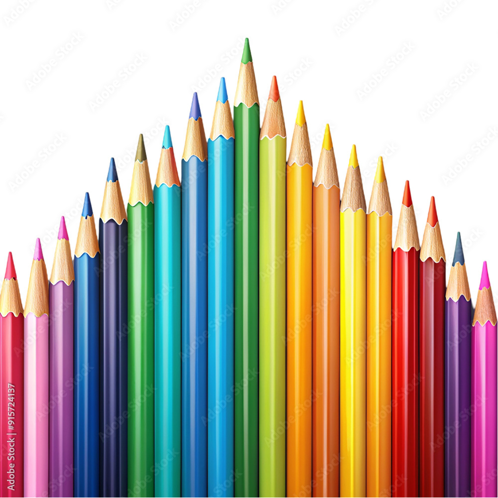 Back To School Design With Colorful Pencil Isolated On Transparent Background Back To School Design With Colorful Pencil Isolated On Transparent Background