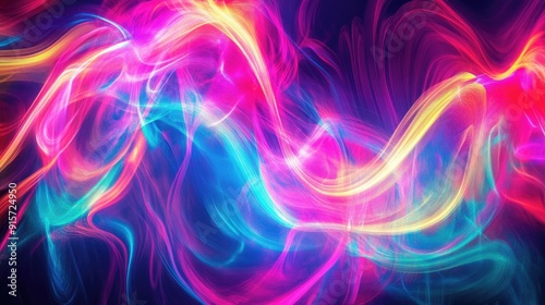 Vibrant neon lights pulsating in abstract patterns
