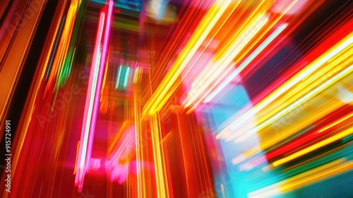 Vibrant neon lights pulsating in abstract patterns