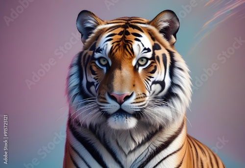 Ferocious tiger in studio with different colour of backgrounds