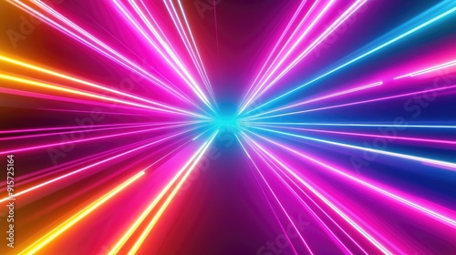 Vibrant neon lights pulsating in abstract patterns